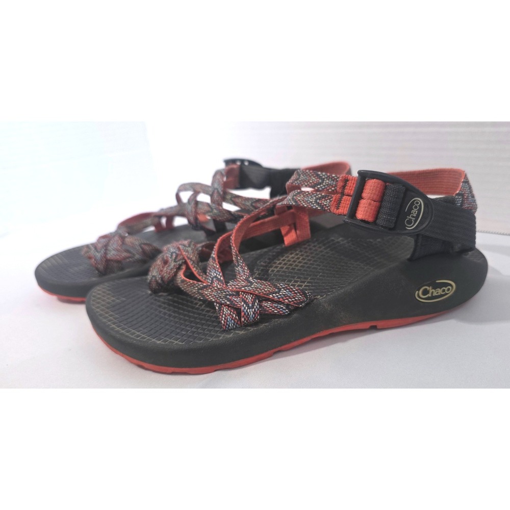 Chaco Z Cloud 2 Womens SZ 7 Sandals Double Strap Toe Loop Multi Color Red Sole